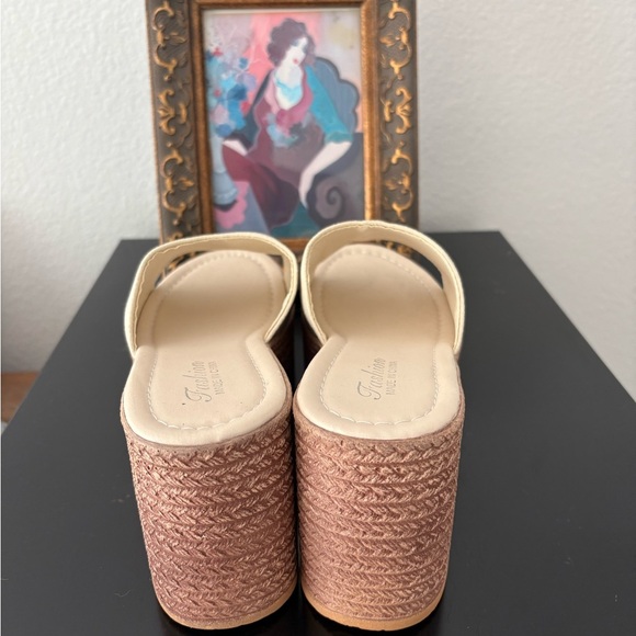 Women's Cream Wedge Sandals - Picture 3 of 3